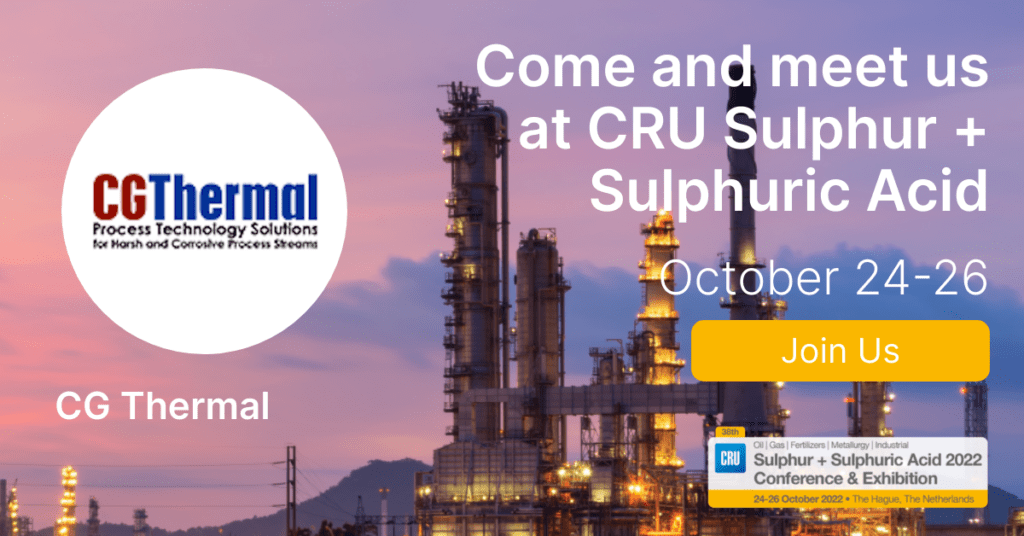 Join CG Thermal at CRU Sulphur + Sulphuric Acid 2022