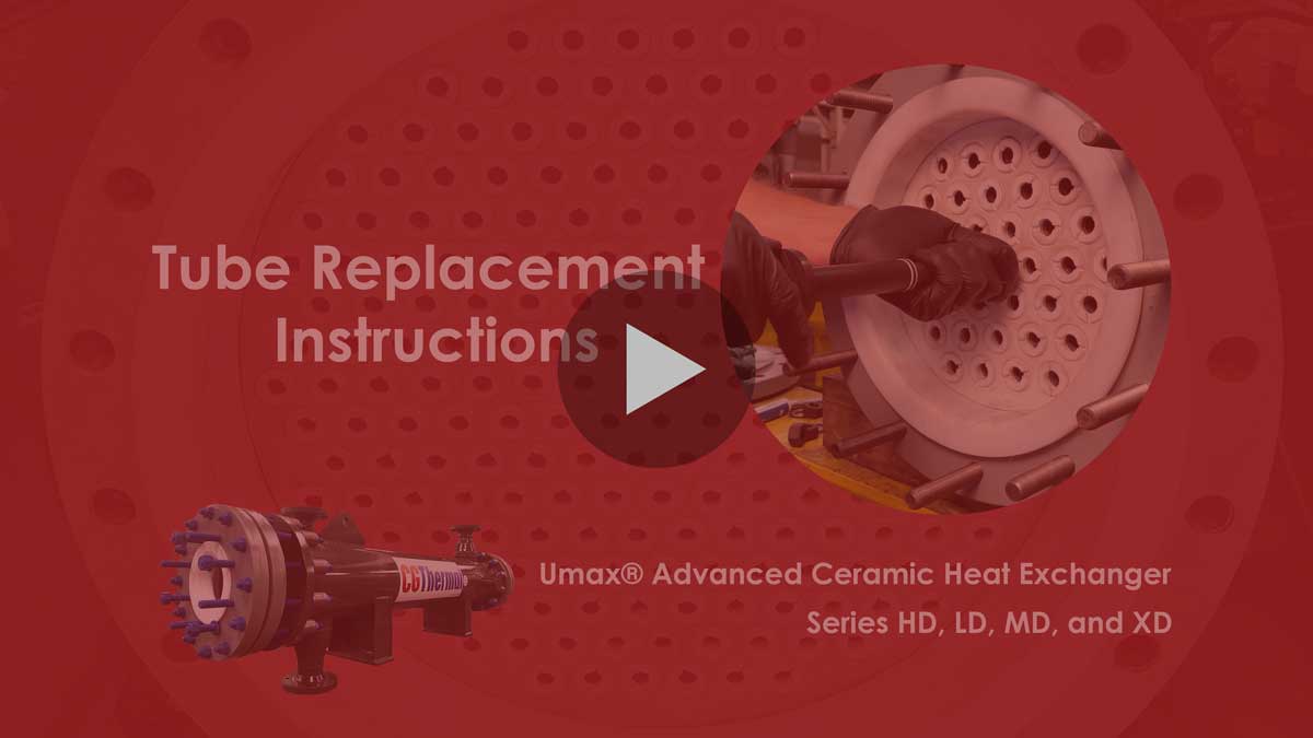In this video we show you how to replace a tube on the Umax® Advanced Ceramic heat exchanger, featuring our self-contained elastomeric sealing system for easy field-repairability. 